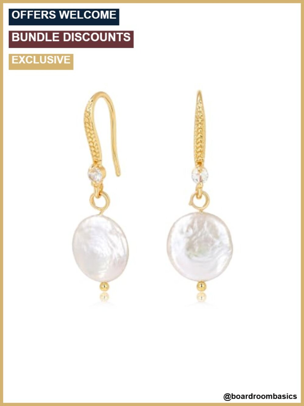 Natural Pearl Dangle Earrings 18K Gold Plated Drop Earrings